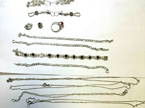 lot bijuterii argint 925% 50,77 grame, argint 800% 10 grame, bij.m.com. 0,75 grame, grop 59