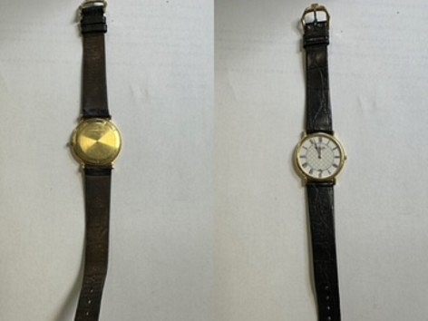 Ceas Raymond Weil Geneve cu cadru si capac placat cu aur 750% şi curea din piele neagră 29,31 grame