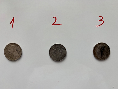Gropul nr. 4 Ag 700%, cantitatea 35.69 gr, compus din trei monede 500 lei